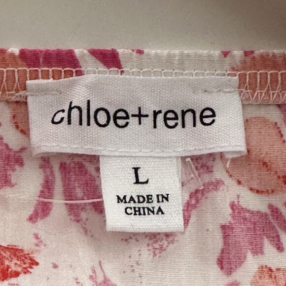 Chloe + Rene Women’s Floral Midi Dress Size L Pink White Cotton Off Shoulder NWT - Picture 6 of 14